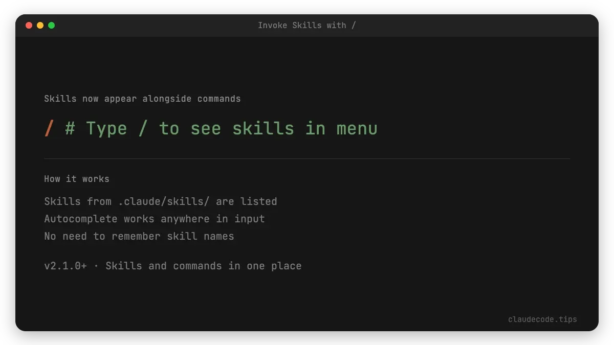 Invoke Skills with /